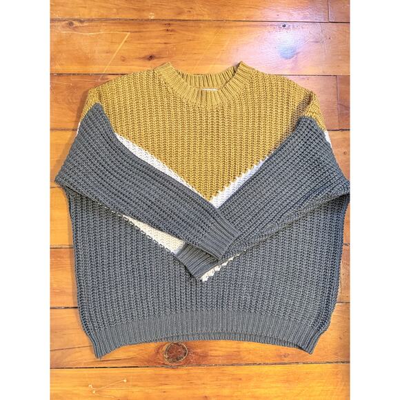 She + Sky Womens Chunky Knit Chevron Over Sized Sweater, One Size - Picture 3 of 6